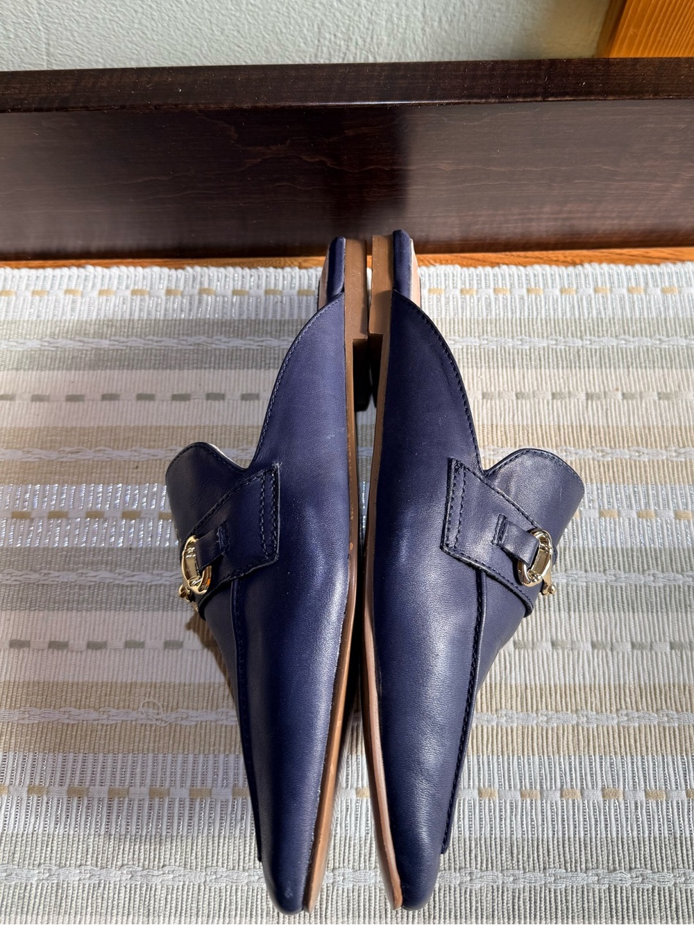 GUC Steve Madden Leather Backless Loafers in Navy with Horsebit Detail - Size 8 - Picture 8 of 12